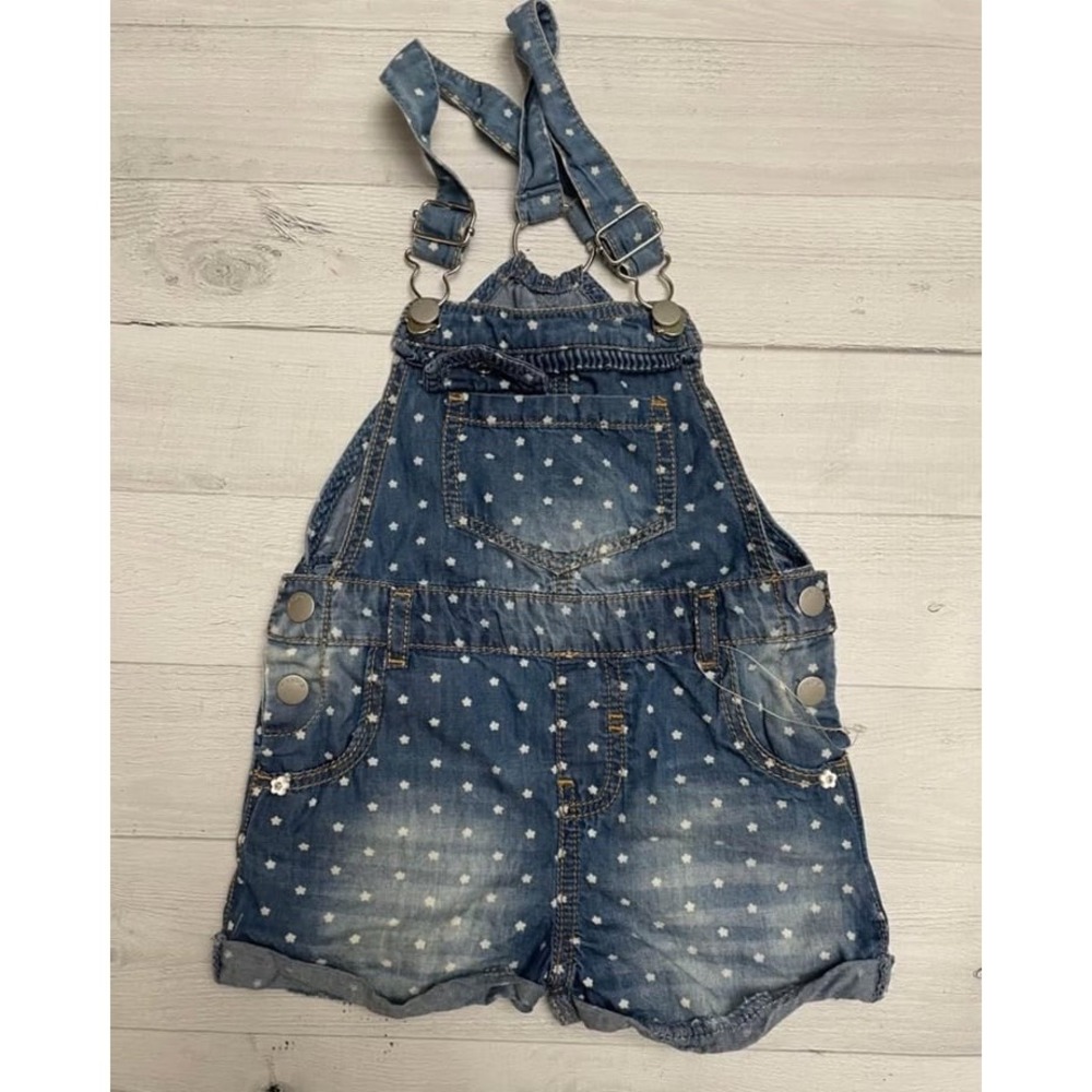 Mayoral girls soft denim shortalls with stars size 2